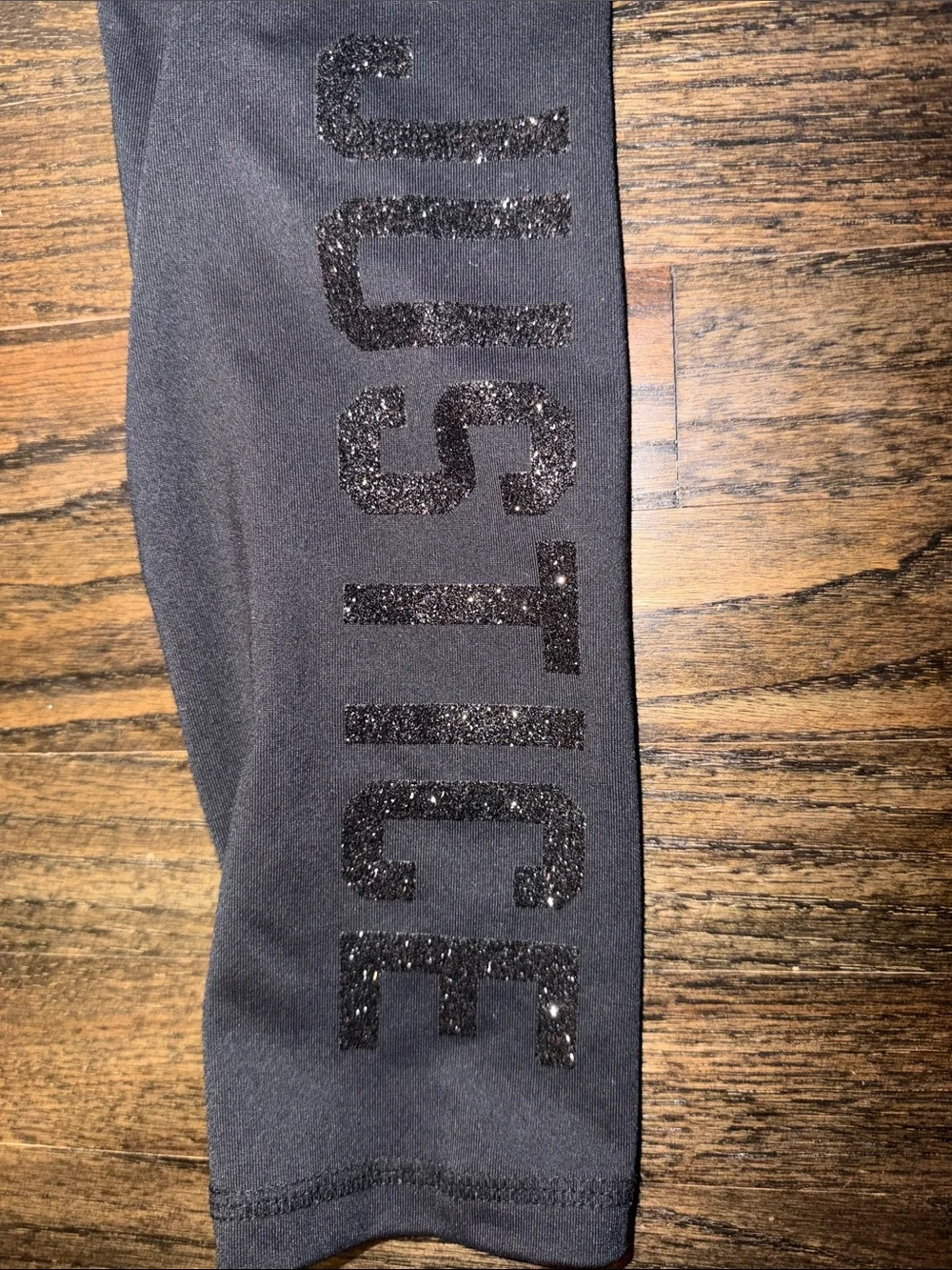 Justice Black Leggings with Rhinestone Logo